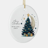 クリスマスツリーが月を飾る セラミックオーナメント (右)