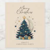 クリスマスツリーが月を飾る ワインラベル (シングルラベル)