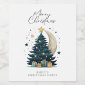 クリスマスツリーが月を飾る ワインラベル (シングルラベル)