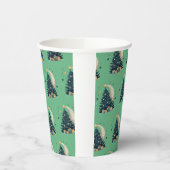 クリスマスツリーが月を飾る 紙コップ (左)