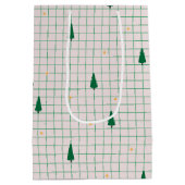 クリスマスツリーが白い緑の正方形 ミディアムペーパーバッグ (裏面)