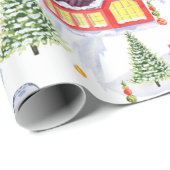 クリスマスツリーが飾られた可愛いヴィンテージクリスマスビレッジ ラッピングペーパー (ロールコーナー)