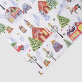 クリスマスツリーが飾られた可愛いヴィンテージクリスマスビレッジ 薄葉紙 (詳細)