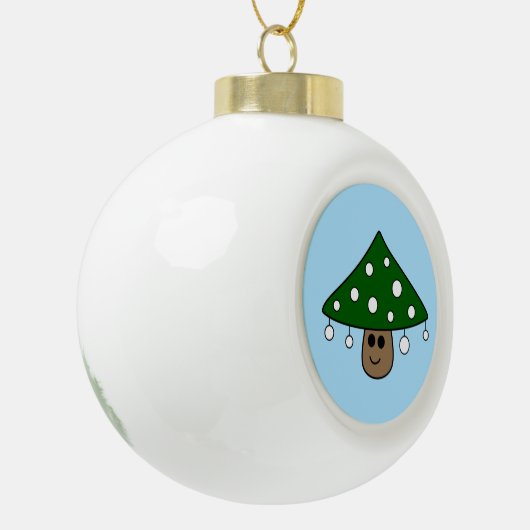 クリスマスツリーきのこのセラミックボールオーナメント セラミックボールオーナメント (左)