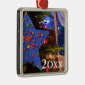 クリスマスツリーきらめくライトブルースターホリデー メタルオーナメント (右)