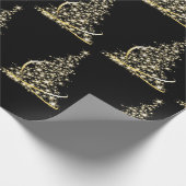 クリスマスツリーきらめく金ゴールドホリデーフェスティバル ラッピングペーパー (角)