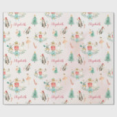 クリスマスツリーくるみ割りガールキッズパーソナライズされたズ ラッピングペーパー (フラット)