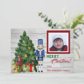 クリスマスツリーくるみ割り家族または子供写真 シーズンカード (スタンド正面)