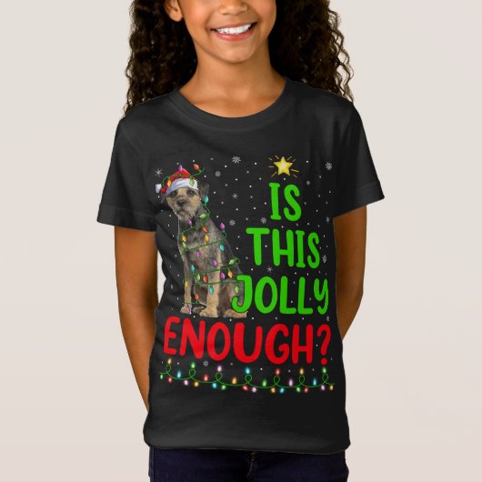 クリスマスツリーすてきはテリア縁どラー・チ Tシャツ (正面)