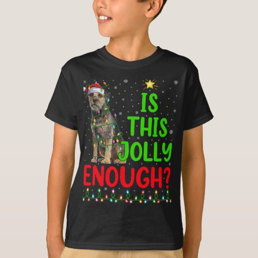 クリスマスツリーすてきはテリア縁どラー・チ Tシャツ (正面)