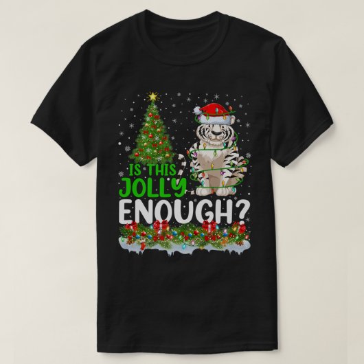 クリスマスツリーすてきは十分なサンタホワイトタイガーC Tシャツ (デザイン正面)