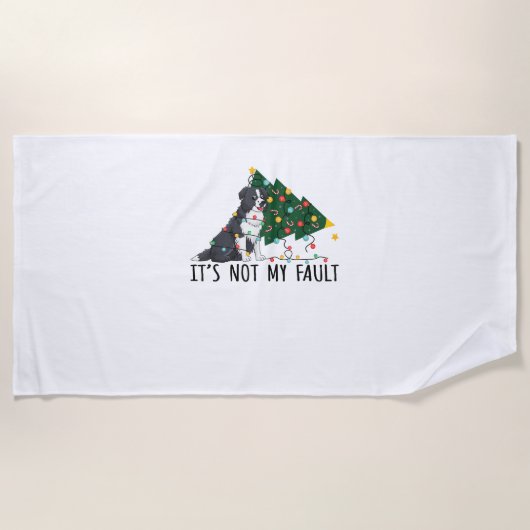 クリスマスツリーそれは私の悪いコリー縁どドッグChrではない ビーチタオル (正面)