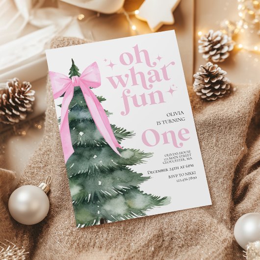 クリスマスツリーでお祝い 1歳の誕生日 招待状