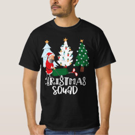 クリスマスツリーでサンタクロースとゴルフクリスマスチーム Tシャツ