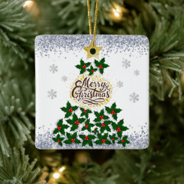クリスマスツリーでメリークリスマス セラミックオーナメント