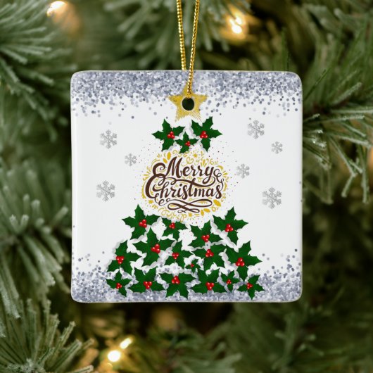 クリスマスツリーでメリークリスマス セラミックオーナメント (ツリー)