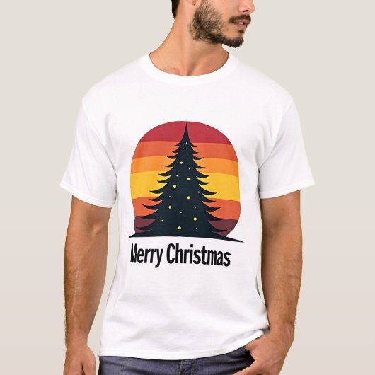 クリスマスツリーでメリークリスマス Tシャツ (正面)