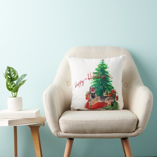 クリスマスツリーで産むドイツの羊飼い犬 クッション (椅子)