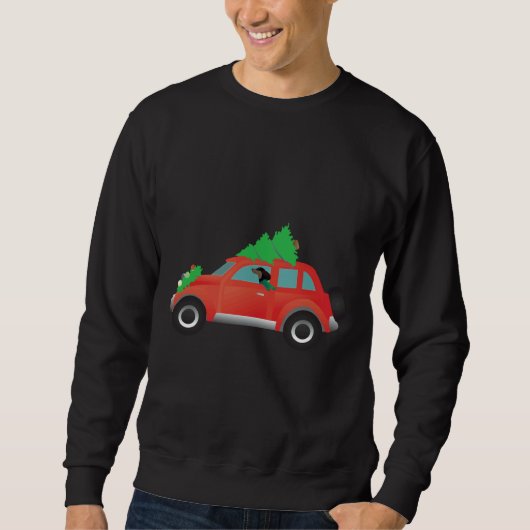 クリスマスツリーで赤い車を運転するダシュント スウェットシャツ (正面)