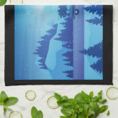 クリスマスツリーで道路を下る キッチンタオル (折り畳み)