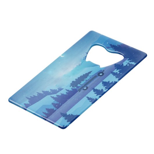 クリスマスツリーで道路を下る クレジットカード栓抜き (正面アングル)