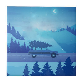 クリスマスツリーで道路を下る タイル