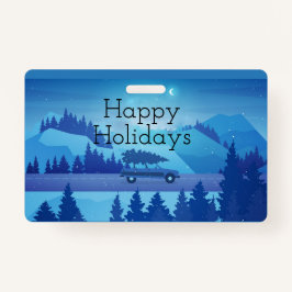 クリスマスツリーで道路を下る バッジ