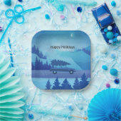 クリスマスツリーで道路を下る ペーパープレート (パーティー)