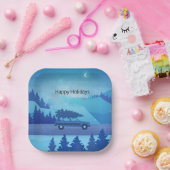 クリスマスツリーで道路を下る ペーパープレート (パーティー)