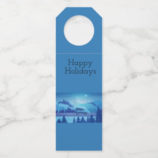 クリスマスツリーで道路を下る ボトルネックタグ (正面)