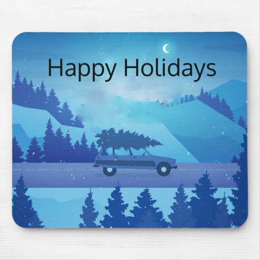 クリスマスツリーで道路を下る マウスパッド (正面)