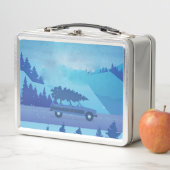 クリスマスツリーで道路を下る メタルランチボックス (インサイチュ)