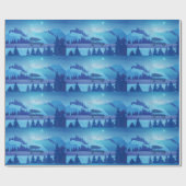 クリスマスツリーで道路を下る ラッピングペーパー (フラット)