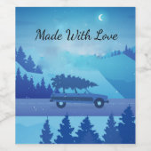 クリスマスツリーで道路を下る ワインラベル (シングルラベル)