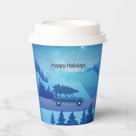 クリスマスツリーで道路を下る 紙コップ