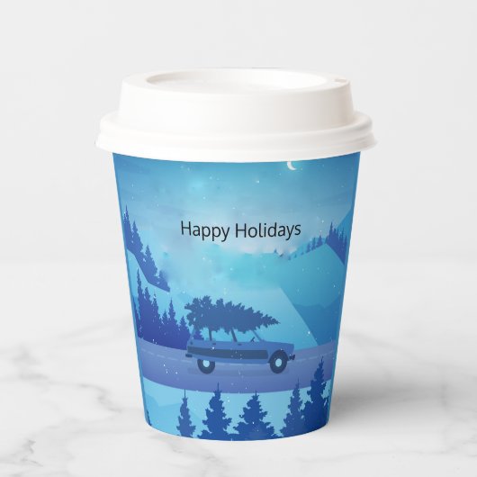 クリスマスツリーで道路を下る 紙コップ (正面)