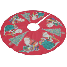 クリスマスツリーとかわいいサンタカラフルフェスティバル ブラッシュドポリエステルツリースカート