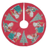 クリスマスツリーとかわいいサンタカラフルフェスティバル ブラッシュドポリエステルツリースカート (正面)