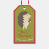 クリスマスツリーとそりの子供たちのかわいいハリネズミ ギフトタグ (裏面)