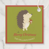 クリスマスツリーとそりの子供たちのかわいいハリネズミ フェイバータグ (裏面)