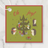 クリスマスツリーとそりの子供たちのかわいいハリネズミ フェイバータグ (正面)