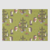 クリスマスツリーとそりの子供たちのかわいいハリネズミ 薄葉紙 (正面)