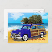 クリスマスツリーとのサーフィンWoodie シーズンポストカード (正面/裏面)