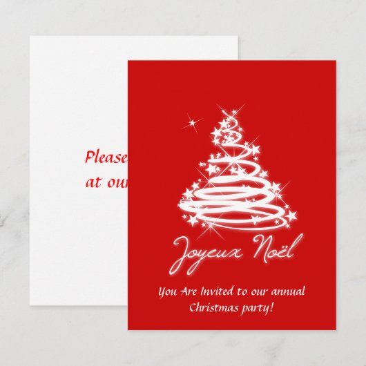 クリスマスツリーとのJoyeux Noël 招待状 (正面/裏面)