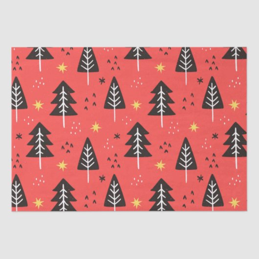 クリスマスツリーとイエロースターティッシュペーパー 薄葉紙 (正面)