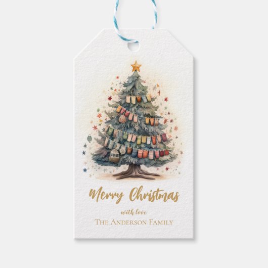 クリスマスツリーとオーナメントのギフトタグ ギフトタグ (正面)