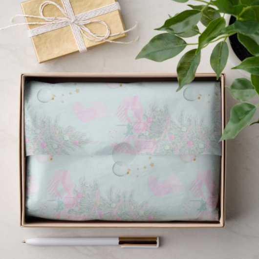 クリスマスツリーとオーナメントグリーンクリスマス 薄葉紙 (ギフト)