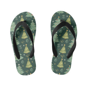 クリスマスツリーとオーナメントパターン キッズビーチサンダル