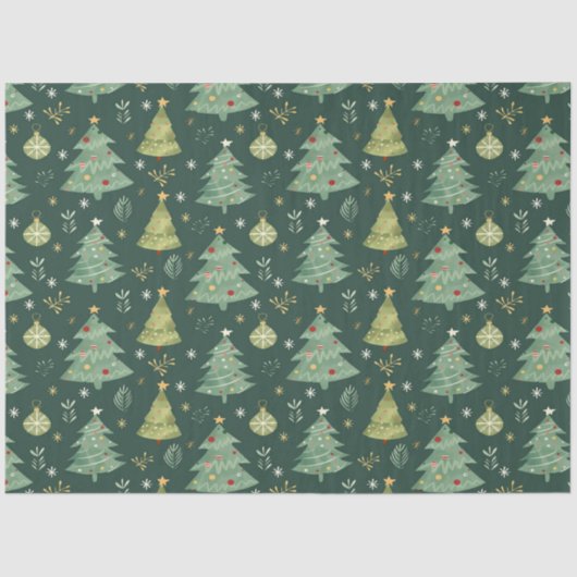 クリスマスツリーとオーナメントパターン 薄葉紙 (正面)