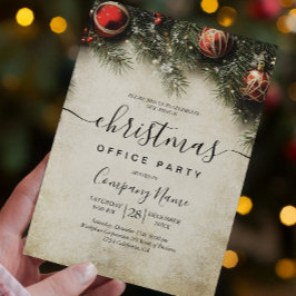 クリスマスツリーとオーナメントホリデーオフィスパーティー 招待状